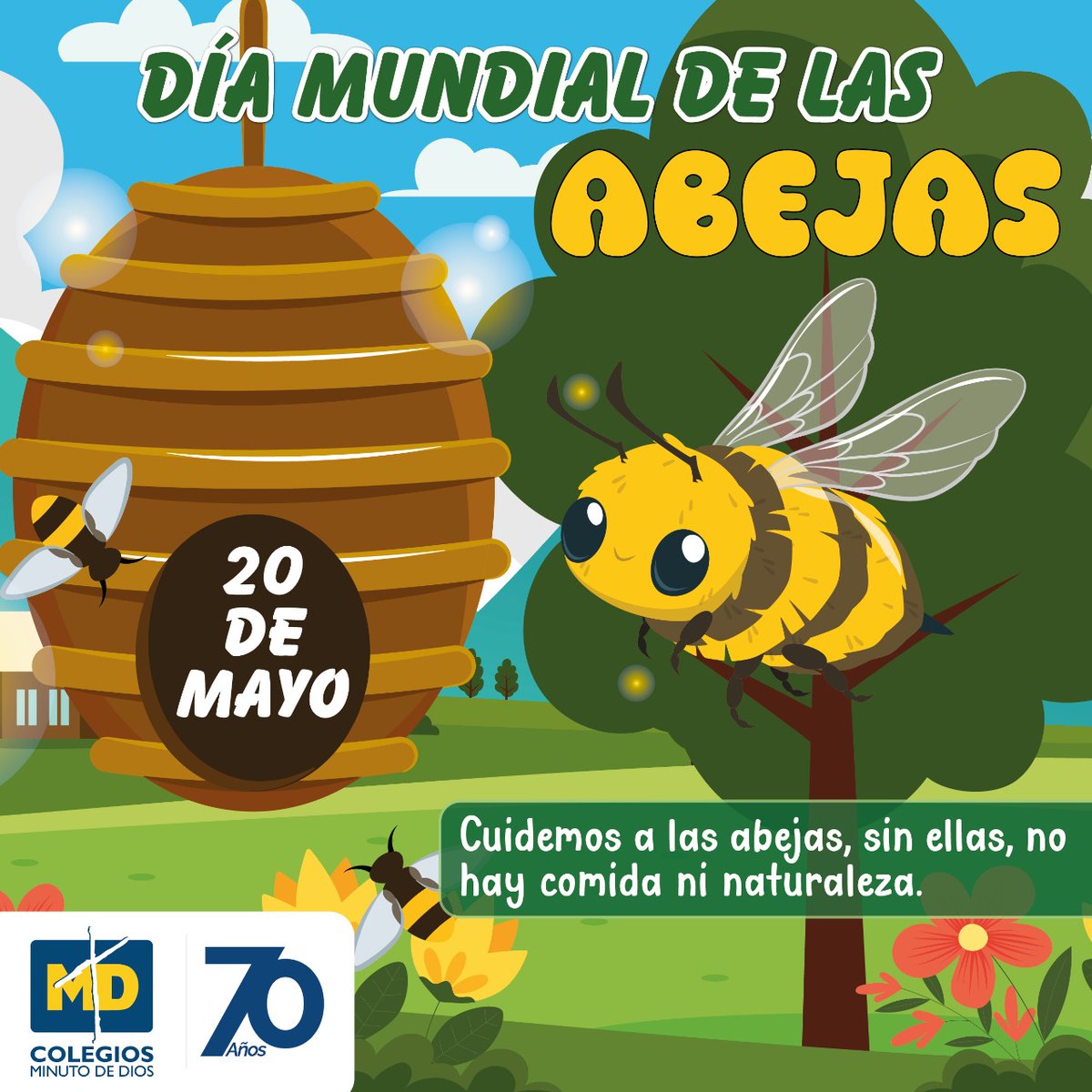 Colegiosminuto's tweet photo. 🐝✨ Hoy celebramos a las verdaderas heroínas de la naturaleza: ¡las abejas!
En este 20 de mayo, recordamos su valor y la urgencia de protegerlas.
🌻💛
#DíaMundialDeLasAbejas #ColegiosMinutoDeDios #NaturalezaConPropósito #70AñosMD https://t.co/EpJIXn1sxG