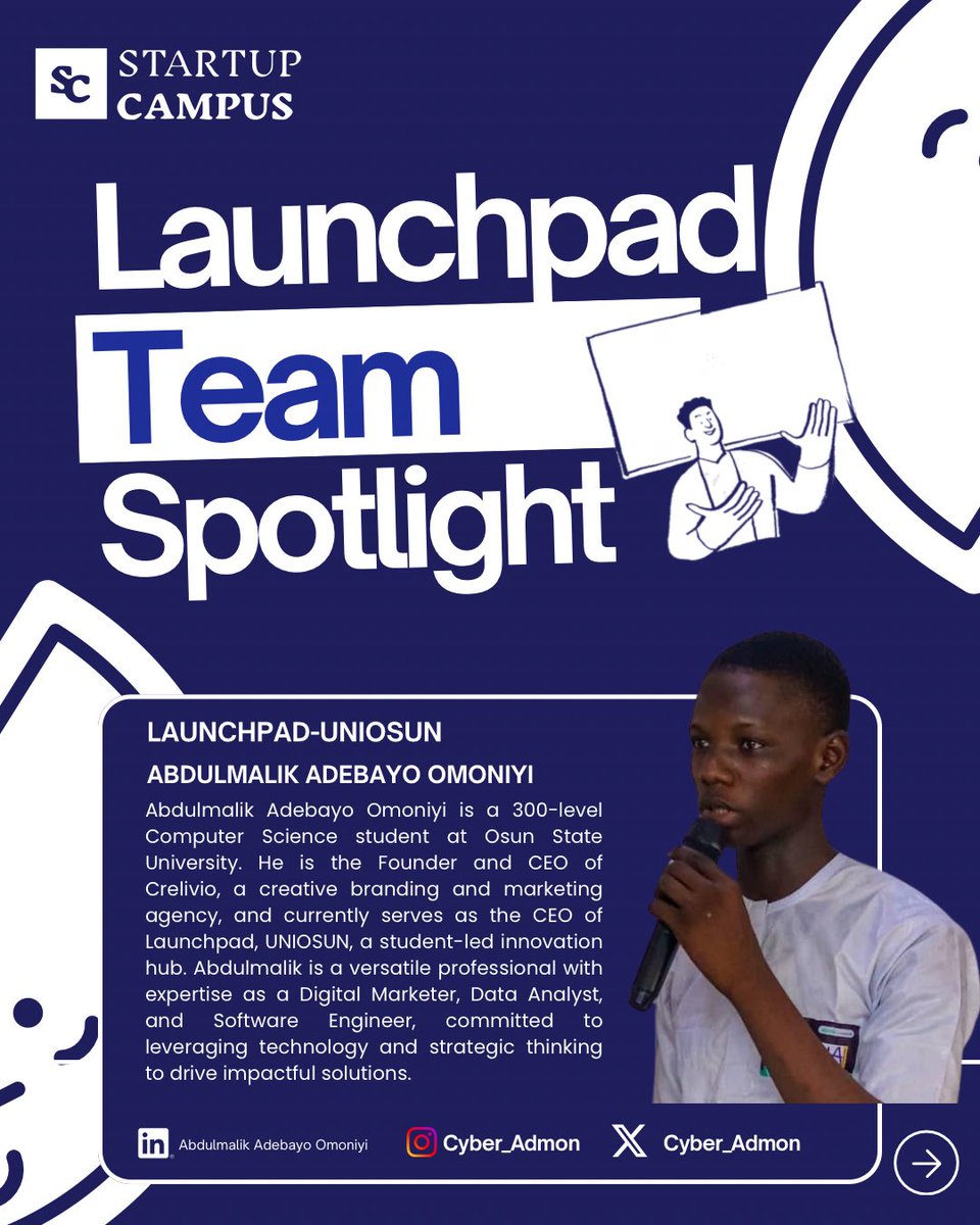 StartupCampusHQ's tweet image. Meet the UNIOSUN tech power crew! ⚡
They’re not just students — they’re builders 🛠, brand creatives 🎨, and digital changemakers 💡 shaking up campus innovation!

Wanna build with us? LINK IN BIO 🔗
#StartupCampus #LaunchpadUNIOSUN #TechOnCampus #StudentFounders #InnovationLive