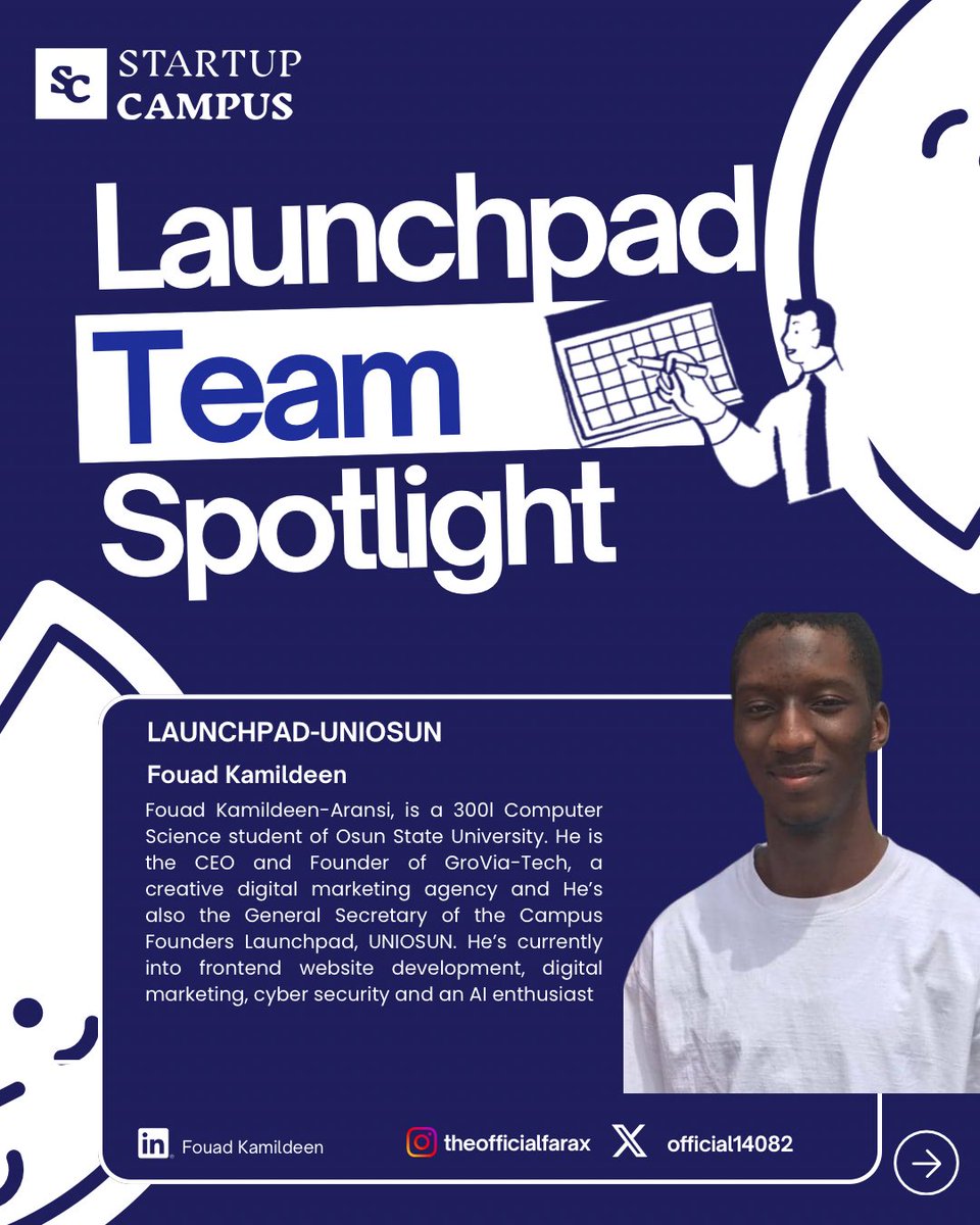 StartupCampusHQ's tweet image. Meet the UNIOSUN tech power crew! ⚡
They’re not just students — they’re builders 🛠, brand creatives 🎨, and digital changemakers 💡 shaking up campus innovation!

Wanna build with us? LINK IN BIO 🔗
#StartupCampus #LaunchpadUNIOSUN #TechOnCampus #StudentFounders #InnovationLive