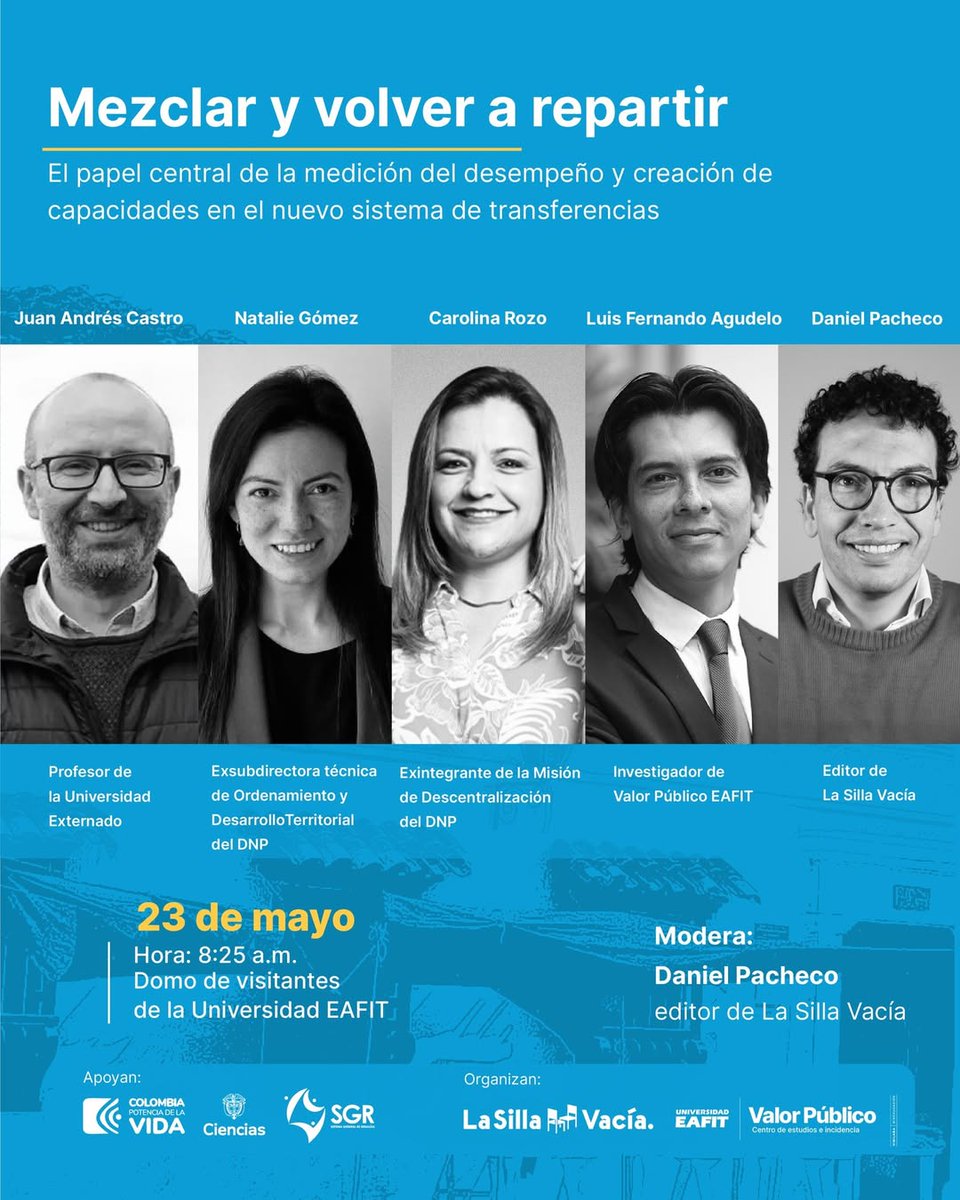 lasillavacia's tweet photo. Esta semana, en alianza con @CValorPublico, charlaremos sobre el futuro de la administración pública territorial.

📌Los esperamos este jueves desde las 8 am en @EAFIT en Medellín.

✍️Inscríbase aquí para participar https://t.co/vWti1uBtYE https://t.co/gJBQpyWYLv