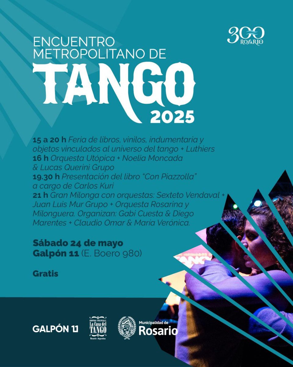 🔥 Este sábado 24/5 la Utópica estará en el Encuentro Metropolitano de Tango 🎶
A partir de las 16 hs en el Galpón 11 (Boero 980)
🎟️ Entrada gratuita