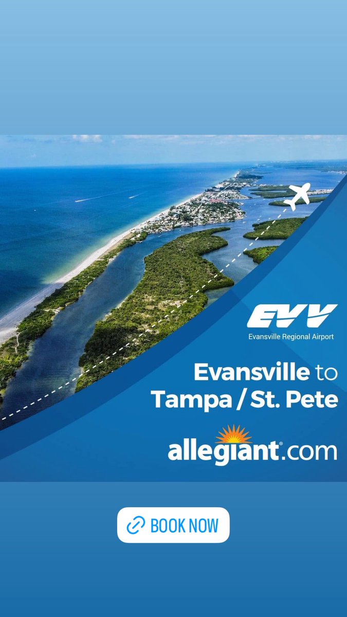 This summer, <a href="/Allegiant/">Allegiant Air</a> offers tristate travelers more nonstop destinations. 

✈ Destin (VPS)
✈ Orlando Sanford (SFB) 
✈ Tampa St. Pete (PIE)

» Book your #lowcost, #nonstop, summer Florida getaways from EVV at allegiant.com.