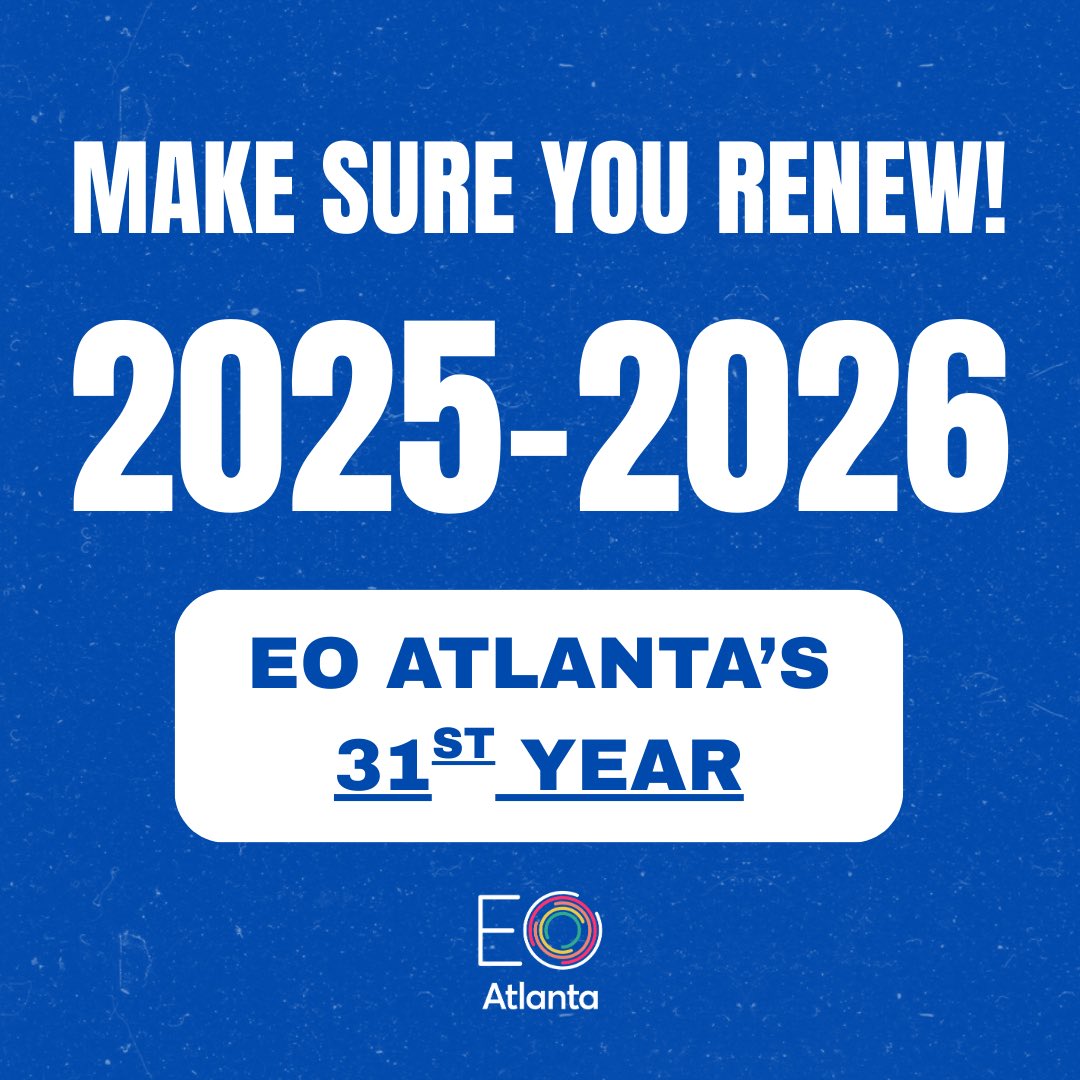 Membership Renewal Reminder!
Make sure your EO Atlanta membership is renewed for 2025–2026! 📅

In our 31st year, we're more energized than ever to push our chapter forward with bold ideas, meaningful connections, &amp; unforgettable experiences.

Renew here: eoatlanta.chapterpro.com