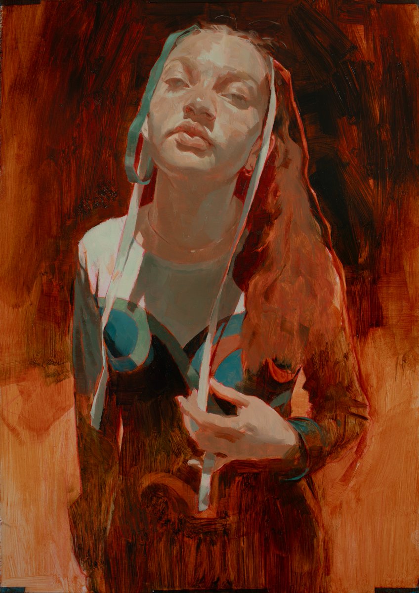 OurPaintedLives's tweet image. A bit of a Frankenstein palette with Transparent Oxide Yellow Lake, Transparent Red Oxide, Phthalo Blue and Titanium White!
In the end I had no choice but to embrace the loudness of having an omnipresent Transparent Red Oxide underpainting lol!