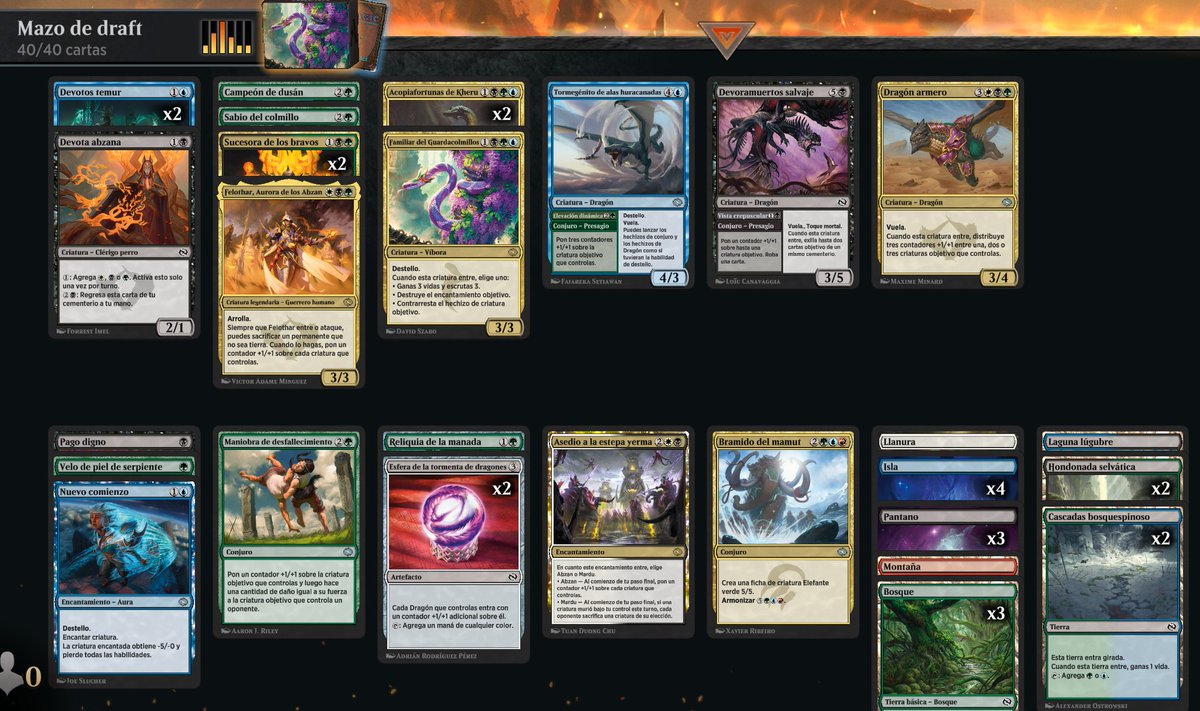 J0nHDo3's tweet photo. 🏆7-2 Quick Draft Tarkir. 5 color counter/dragons
Da igual como lo hagas, jugar 5 colores en este formato es MUY gratificante, y te permite hacer cosas MUY locas. Me encanta la base Sultai + Bombas.
¿Mazo malo? No problem!
@limiteddecks @RebellionMTG #boosterdraft #mtgtarkir https://t.co/W4tIn8SqvG