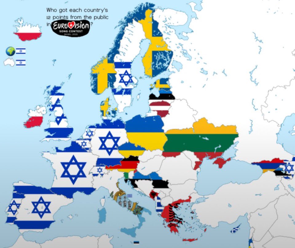 Here’s how the public from each European country, Australia, and beyond voted in the Eurovision Grand Final.
