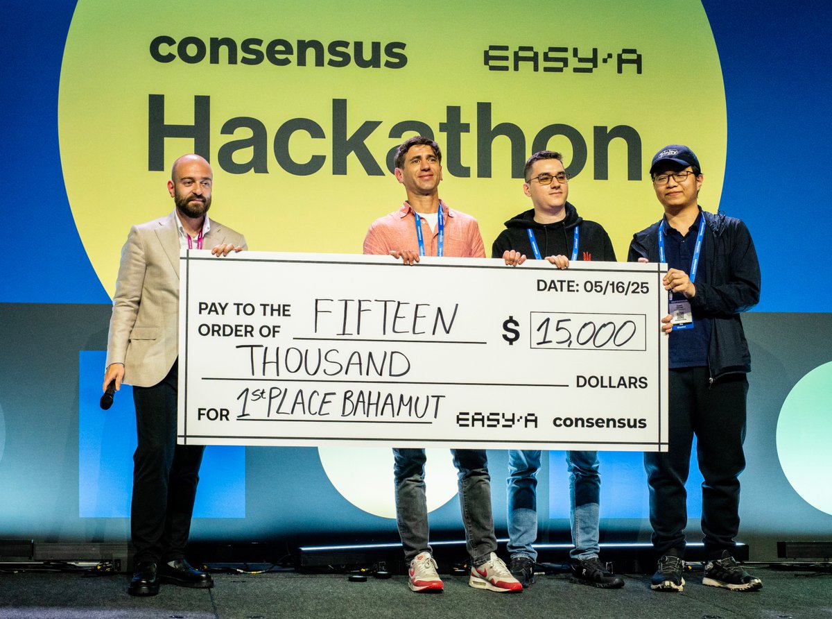 easya_app's tweet image. For the @bahamut_chain track at our EasyA @consensus2025 hackathon, we challenged our gigabrains to build something new with their novel consensus protocol.

Here are the winners! 👇