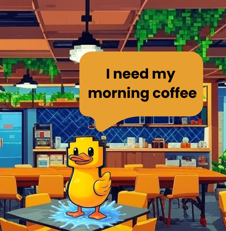 PuddleDuckCoin's tweet photo. Quack! I need coffee!

#Solana #SolanaMemecoin #memecoins #PuddleDuck https://t.co/C4wgj4pQm7