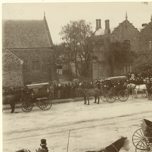 AustAnglican's tweet photo. 20 May 1886: death of the Very Rev. Alexander Rutherford Russell, aged 61, following a fall at Adelaide Town Hall. He had served as second Dean of Adelaide for nearly 17 years. #anglican @Adel_Anglican #139years The photograph was taken at his funeral. https://t.co/U9sbfIDyly