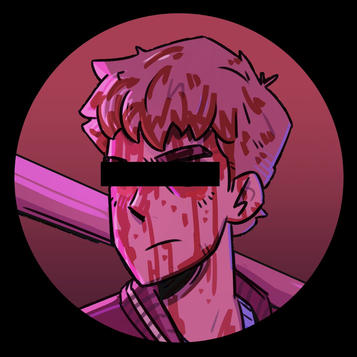 Made a bloody version of Jacket for a PFP!!