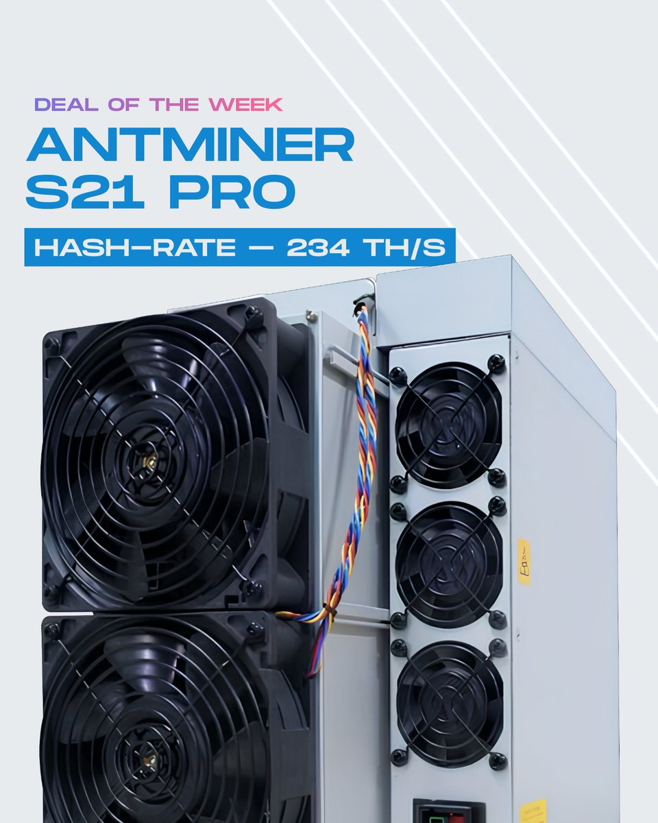 🔥 Deal of the Week: Antminer S21 Pro — 234 TH/s of next-gen BTC mining power. Efficient, powerful, and built for serious ROI.

Host it with EZ Blockchain ⚡️

#dealoftheweek #bitcoinmining #antminers21pro #asichosting #ezblockchain