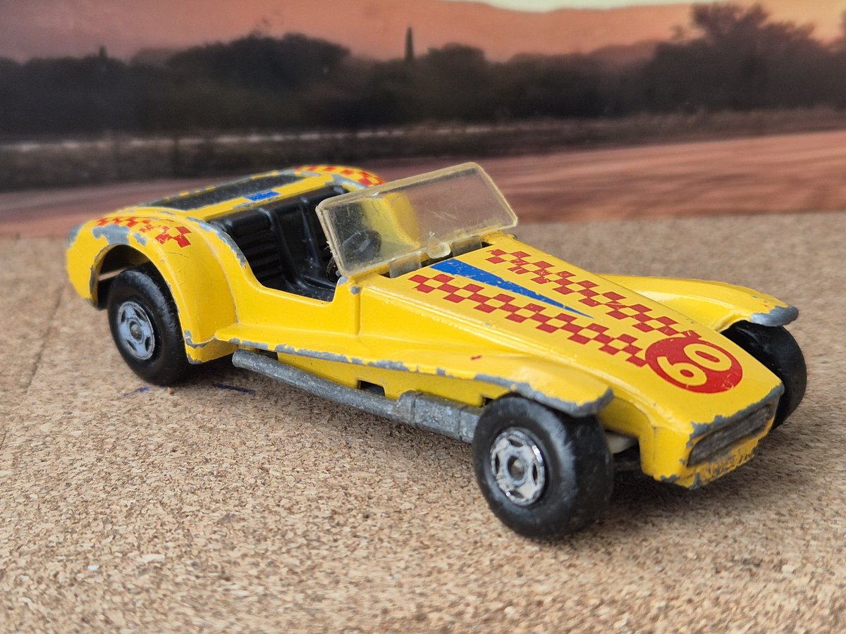 JohnH6069232364's tweet photo. This is a nice one from yesterday. 
It's a Matchbox Superfast Lotus Super Seven from the mid 1970s.
The front axle has a slight bend in it, but I can live with that.

#matchbox #マッチボックス
#matchboxsuperfast https://t.co/A4EVwKryHU