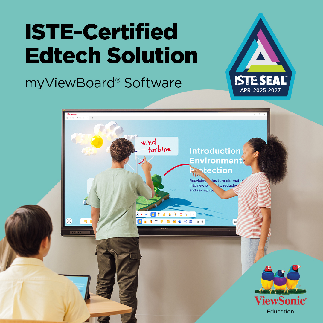 ViewSonic’s myViewBoard software has earned an ISTE Seal. This certification confirms that ViewSonic’s award-winning myViewBoard software supports evidence-based, high-impact pedagogy and facilitates scalable, equitable learning experiences.

Learn more: vsfinch.es/3EWTHuN