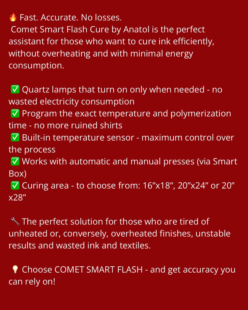 🔥 Fast. Accurate. No losses.
 Comet Smart Flash Cure by Anatol is the perfect assistant for those who want to cure ink efficiently, without overheating and with minimal energy consumption.