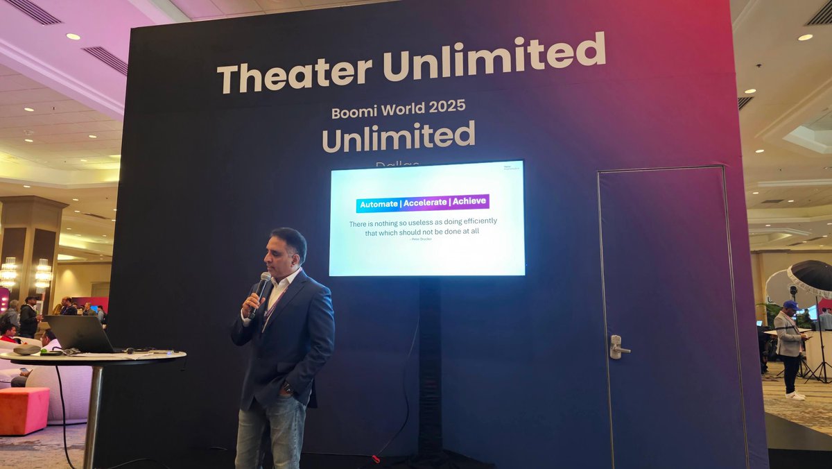tech_mahindra's tweet photo. At @Boomi World 2025, @Tech_Mahindra showcased the power of #AI-driven #IntelligentIntegration.

Our leaders Dinesh Kumar, VP, Head - Enterprise Digital Solutions, and AK Denduluri, VP, Transformation Advisory, led a compelling theater session on "From Chaos to Clarity : An overview on Intelligent Integration for the Manufacturing Vertical" and deep dived into the future of intelligent integration in a thought-provoking Live CubeTV Interview.

🎥 Watch the full CubeTV interview on Youtube: https://t.co/ibgBvCoVuo

Here is a quick look into our 3-day journey at #BoomiWorld2025.

#ScaleAtSpeed #TechMahindra #Boomi #DigitalTransformation #Integration #iPaaS