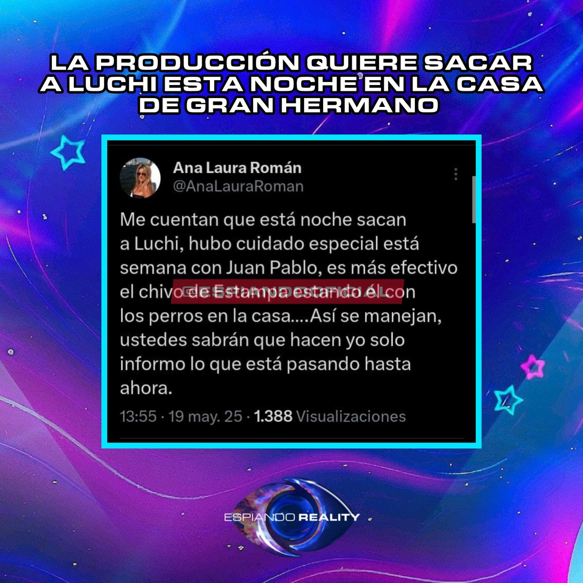 🚨 LA PRODUCCIÓN QUIERE SACAR A LUCHI ESTA NOCHE EN LA CASA DE GRAN HERMANO 👀

#GranHermano