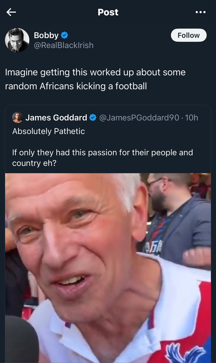 Racists crying about normal people enjoying football whilst they hate everything, including themselves.

lol, stay mad.