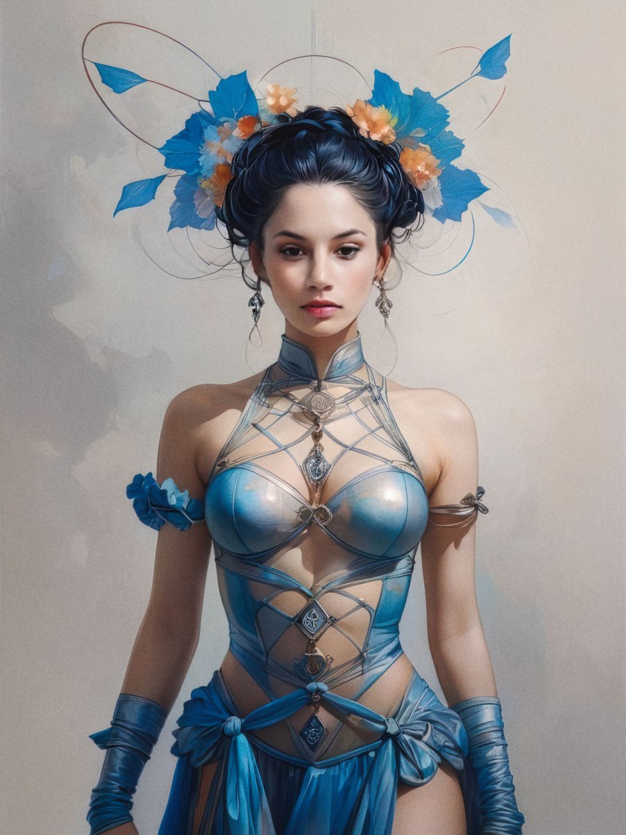 Dive into a mesmerizing dream painted in shades of blue, where fashion meets fantasy. Meet our ethereal beauty, Unicore7, draped in a tapestry of elegance and mystery. #Unicore7 #NFT #ArtCurator