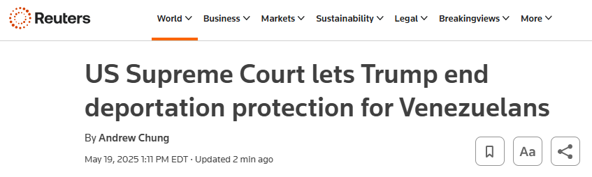 Andresevd's tweet image. 🇺🇸🇻🇪 SCOTUS just ruled to allow the White House to end the temporary protection status (TPS) of 350k venezuelans living in the US
The sentence was 8-1, only justice Jackson dissented
The sentence overturned previous orders from federal courts
There's still a cohort of ~250k…