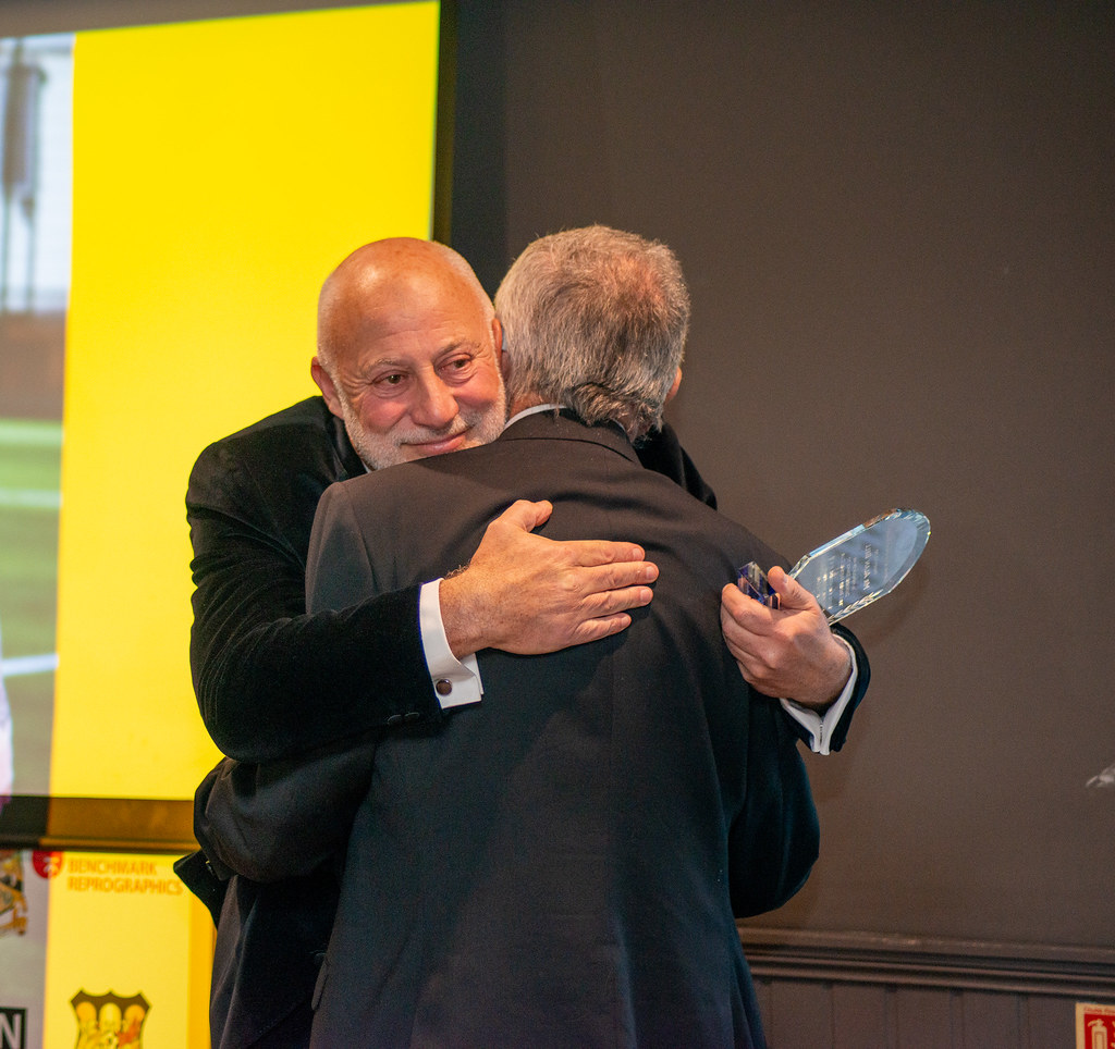 ThreeBridgesFC's tweet photo. We began Saturday's awards night by honouring a man who, without him, there would be no Three Bridges Football Club.

Part of the football club for over 50 years. Player, Chairman and now President. Mr Alan Bell 👏🏼

#UpTheBridges🧡🖤 https://t.co/zmFI3IIFoz