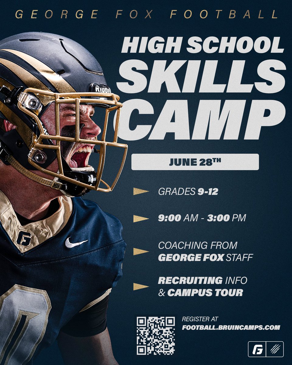 Spencer Crace (@spencercrace) on Twitter photo If you're serious about <a href="/GFUFootball/">GFU Bruin Football</a> and want to grow this off-season, we would love to have you at our camp on June 28th. Freshman - Seniors! Come spend the day with us.
football.bruincamps.com/hs-skills-camp… If you're serious about <a href="/GFUFootball/">GFU Bruin Football</a> and want to grow this off-season, we would love to have you at our camp on June 28th. Freshman - Seniors! Come spend the day with us.
football.bruincamps.com/hs-skills-camp…