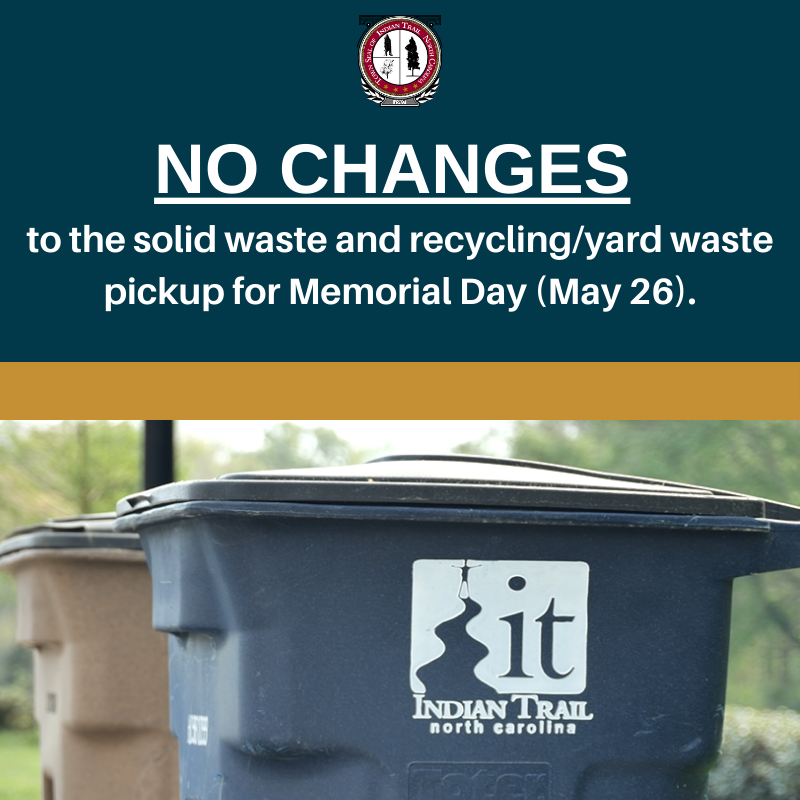 Town Hall will be closed on Monday, May 26, for Memorial Day. Solid waste pick-up will not be impacted by the holiday. 

Although the Town Hall will be closed for regular business, please join us for a Memorial Day Ceremony beginning at 11am at the James B. Crump VFW Post 2423.
