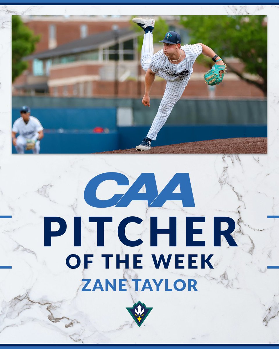 Coastal Athletic Association (@caasports) on Twitter photo ⚾️ #CAABaseball Pitcher of the Week
<a href="/UNCWBaseball/">UNCW Baseball</a>'s Zane Taylor repeats as Pitcher of the Week after limiting Elon to one hit over 7.0 scoreless innings in Thursday’s 7-2 victory
📰 tinyurl.com/529hhnjp ⚾️ #CAABaseball Pitcher of the Week
<a href="/UNCWBaseball/">UNCW Baseball</a>'s Zane Taylor repeats as Pitcher of the Week after limiting Elon to one hit over 7.0 scoreless innings in Thursday’s 7-2 victory
📰 tinyurl.com/529hhnjp