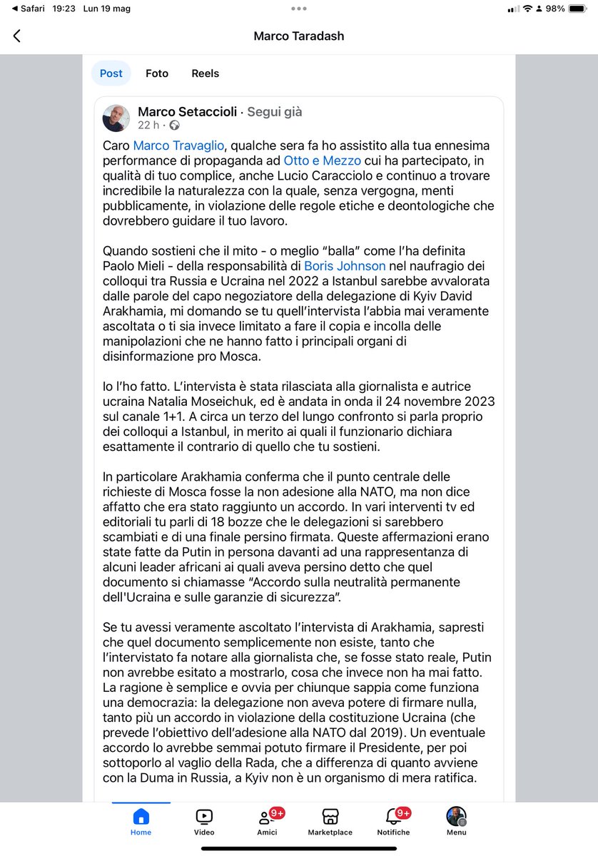 mrctrdsh's tweet photo. Travaglio passato al vaglio. Una documentata smentita delle sue infernali menzogne sul fallimento degli accordi RussoUcraini che sarebbero stati raggiunti nel marzo 2022 se non fosse intervenuto Boris Johnson. https://t.co/p6a0nnHl3q