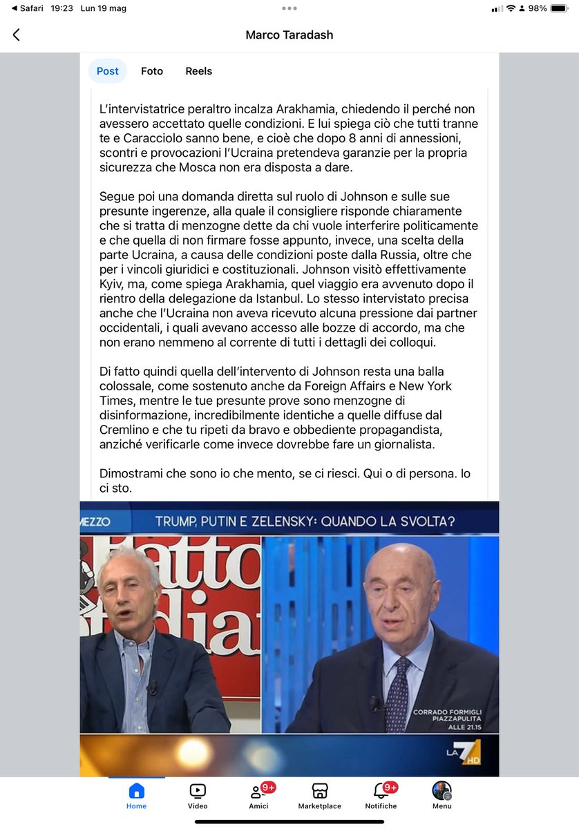 mrctrdsh's tweet photo. Travaglio passato al vaglio. Una documentata smentita delle sue infernali menzogne sul fallimento degli accordi RussoUcraini che sarebbero stati raggiunti nel marzo 2022 se non fosse intervenuto Boris Johnson. https://t.co/p6a0nnHl3q