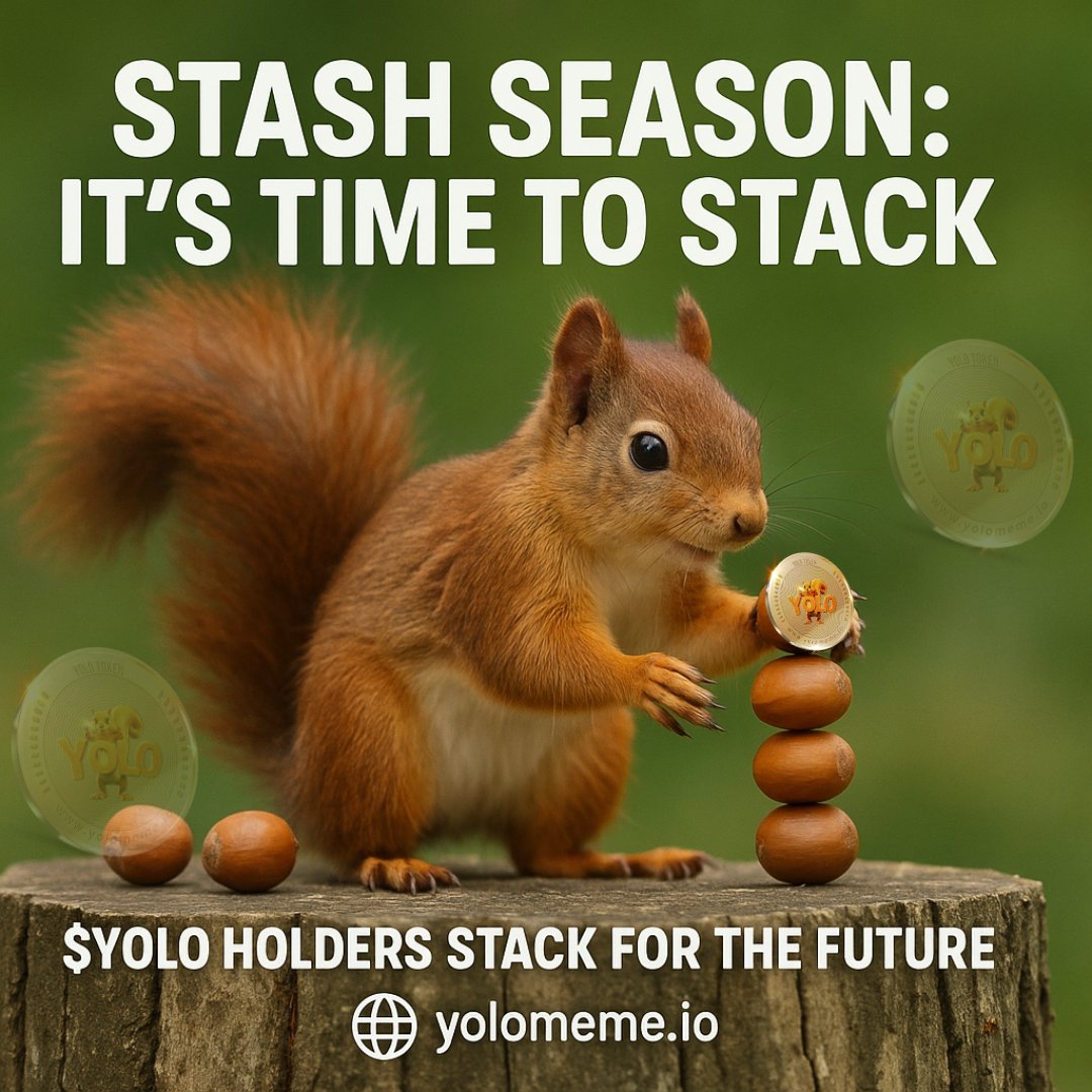 _YOLOmeme_io's tweet photo. Stash Season: Itโs Time to Stack ๐ฟ๏ธ๐ฆ
Squirrels stack for winter.
$YOLO holders stack for the future.
Same energy. Different currency.
#StackSeason #YOLOFuture #MemeStack #CryptoAcorns #WinterReady https://t.co/udRd2xhyix