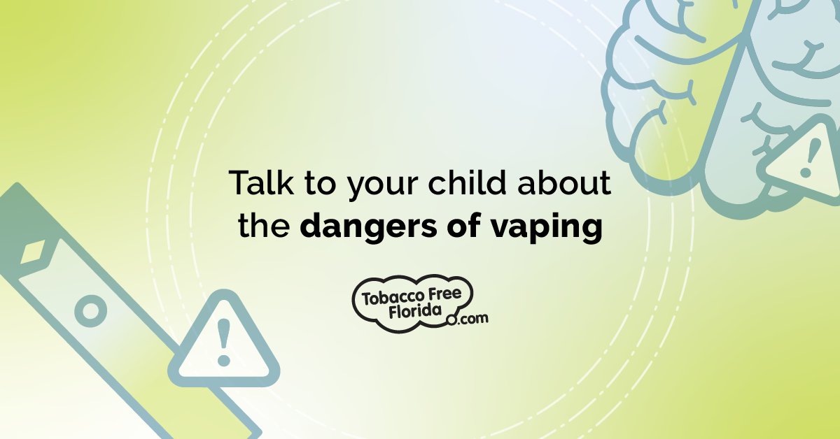 tobaccofreefla's tweet photo. As a trusted adult, you can talk to the youth in your life about the harmful effects of e-cigarettes on mental health. Visit https://t.co/v0uIyzapo4 to learn more. https://t.co/PKZ8lCLkWg