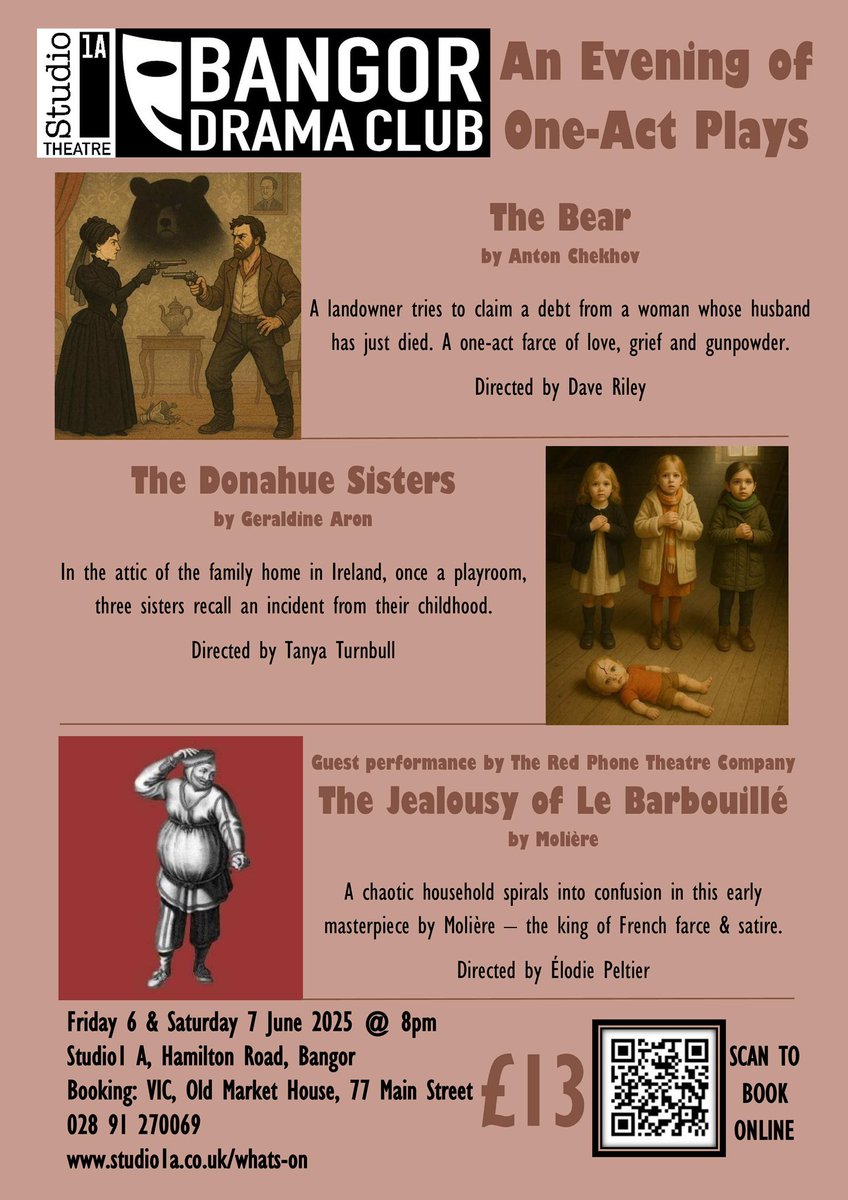 heatherdavidso5's tweet photo. Bangor Drama Club Presents An Evening of One Act Plays Friday 6 June 2025 and Saturday 7 June 2025 at 8pm https://t.co/Hme7SxQaVa
