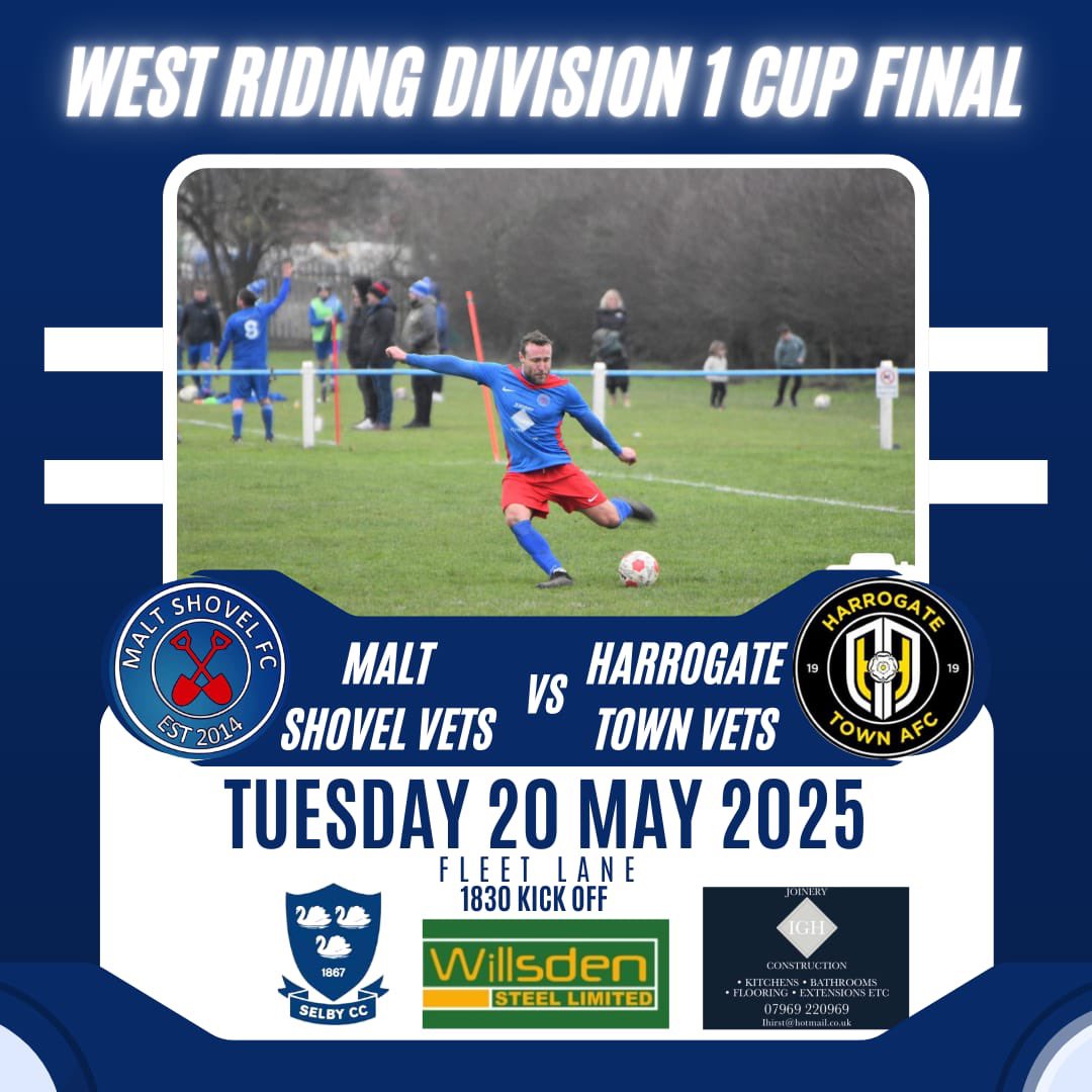 We’re 24 hours away from the second cup final of the week as our West Riding FA vets side led by Gary Collier face off against a Harrogate Vets who have a number of ex pros &amp; members of the England Vets side in their squad 

Kick off 6:30pm at Woodlesford