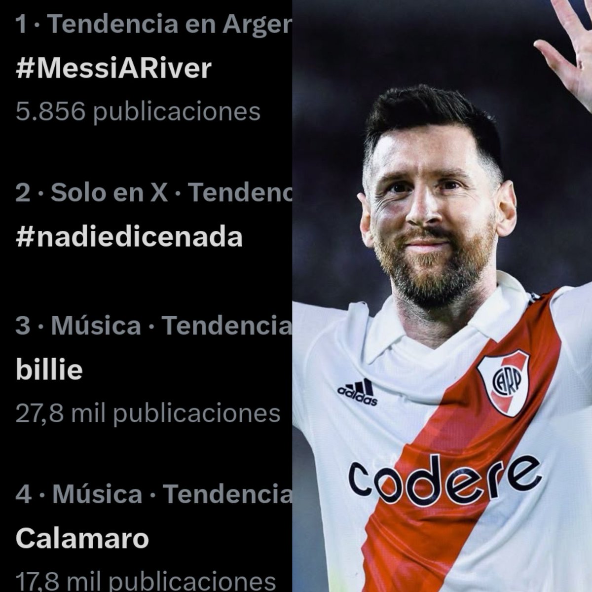‼️ #MessiARiver es Tendencia N1° a Nivel NACIONAL 🇦🇷