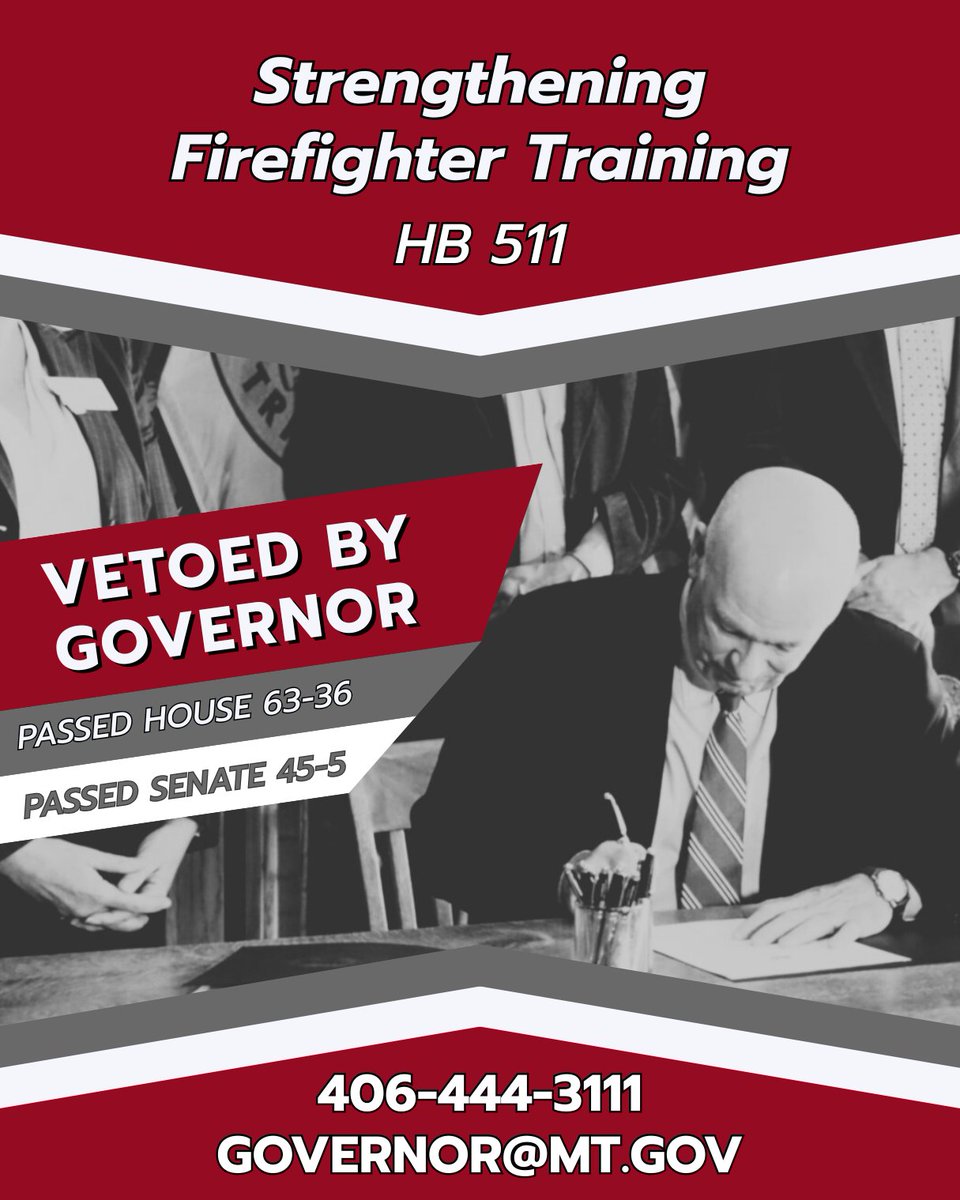 MTHouseDems's tweet photo. Gov. Gianforte recently vetoed a number of bills from House Dems to make government more transparent, to protect MT Medicaid, to keep firefighters safe, to make insurance cover hearing aids, and to defend recreation on MT's rivers. https://t.co/xAJfMk8JVe