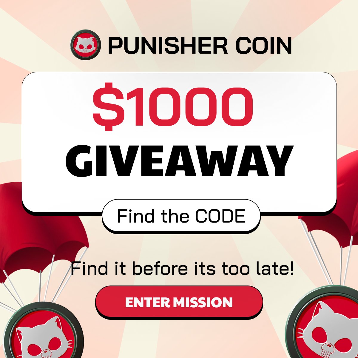 PunisherCoin_AI's tweet photo. 🚨 New Mission Unlocked 🚨

We just launched, and to celebrate, we're rewarding our agents with another bounty hunt 🕵️‍♂️💰

OPERATION: HIDDEN TREASURE is now LIVE.

A secret code is hidden somewhere on our website.
🎯 First to find it and tag us here wins $1,000 in ETH.
No tools. Just your brain.

Good luck, agent.