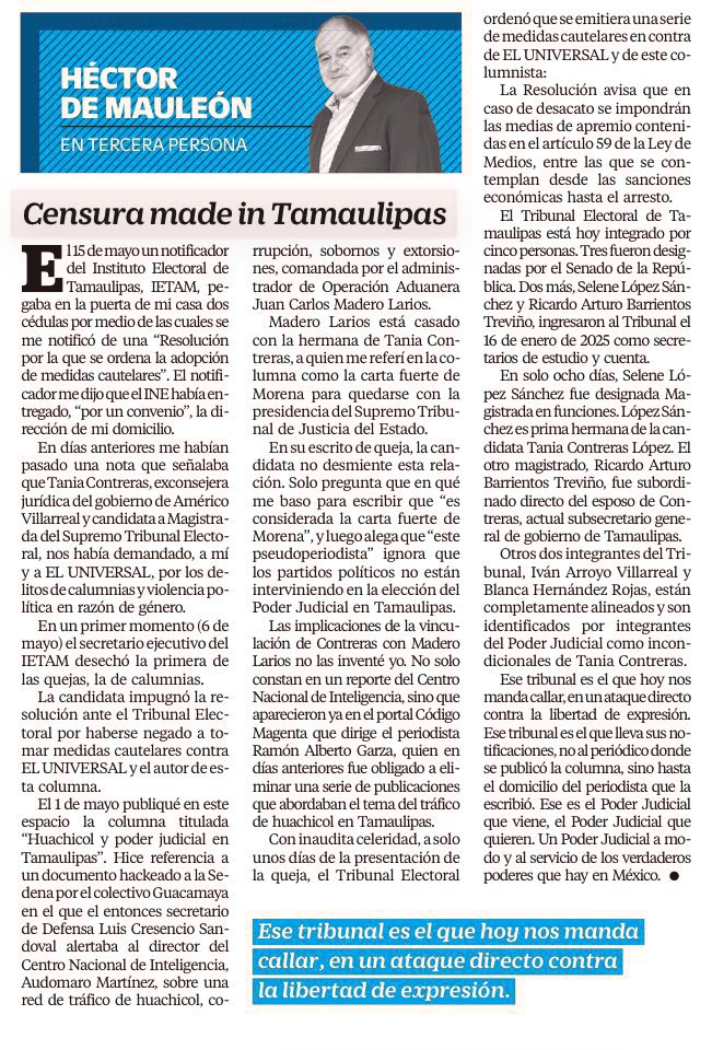 Marco Levario Turcott (@arouet_v) on Twitter photo El gobierno de Tamaulipas está desesperado por tapar el lodazal en el que se encuentra. Por eso es de la mayor importancia compartir el texto de <a href="/hdemauleon/">Héctor de Mauleón</a> El gobierno de Tamaulipas está desesperado por tapar el lodazal en el que se encuentra. Por eso es de la mayor importancia compartir el texto de <a href="/hdemauleon/">Héctor de Mauleón</a>