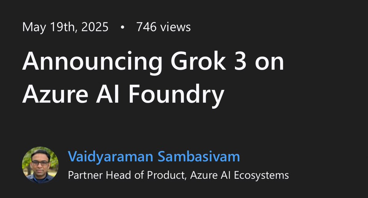 Grok 3 is now available on Microsoft Azure