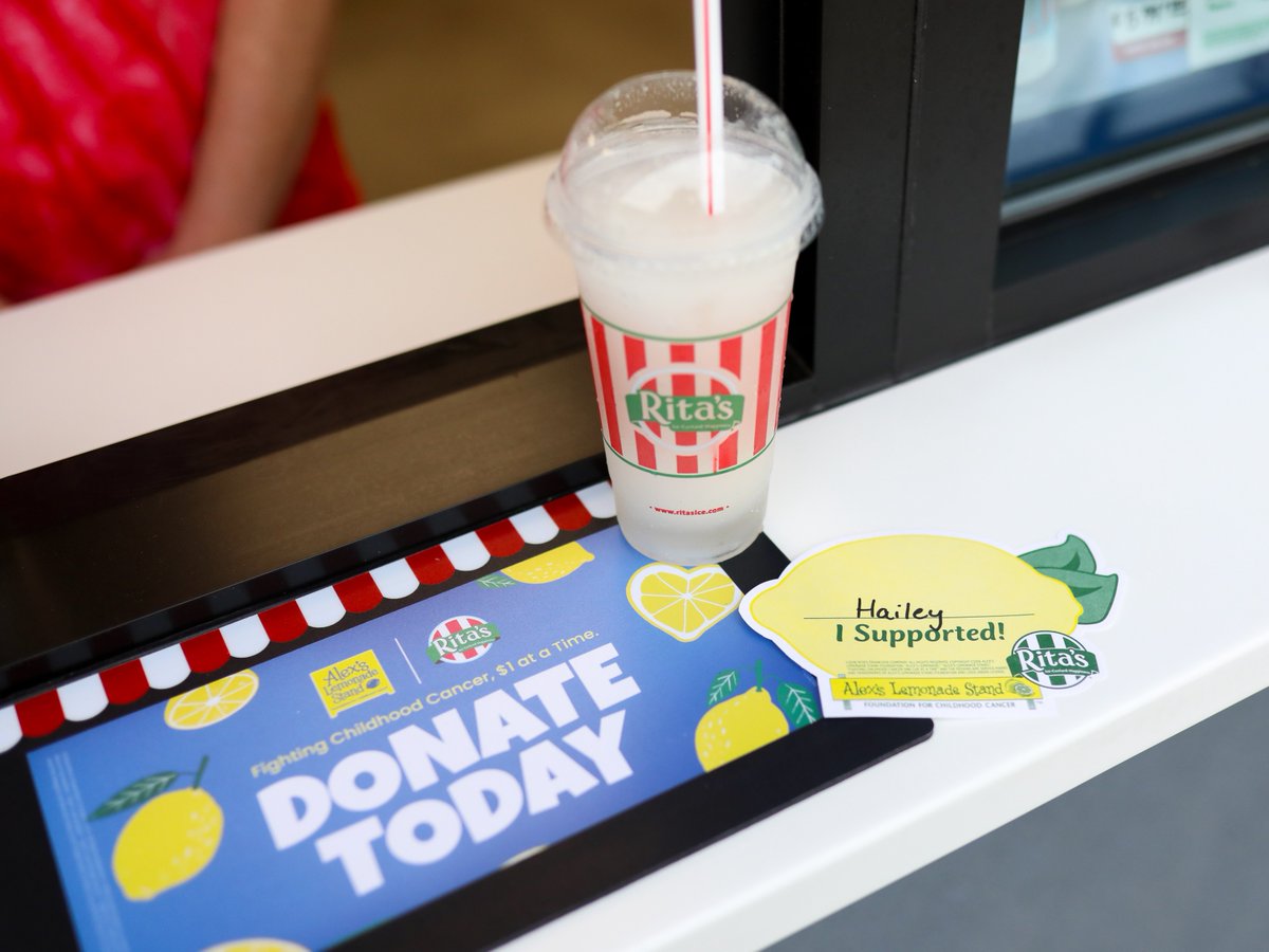Alex's Lemonade Stand Foundation (@alexslemonade) on Twitter photo A sweet treat that makes a difference for kids with cancer? Sign us up!!! 🙋♀️
Now through June 29th, for every frozen lemonade sold, our partner <a href="/RitasItalianIce/">Rita's Italian Ice</a> will donate $1 to Alex’s Lemonade Stand Foundation, up to $10,000 🍋 Supporters can also donate with any treat A sweet treat that makes a difference for kids with cancer? Sign us up!!! 🙋♀️
Now through June 29th, for every frozen lemonade sold, our partner <a href="/RitasItalianIce/">Rita's Italian Ice</a> will donate $1 to Alex’s Lemonade Stand Foundation, up to $10,000 🍋 Supporters can also donate with any treat