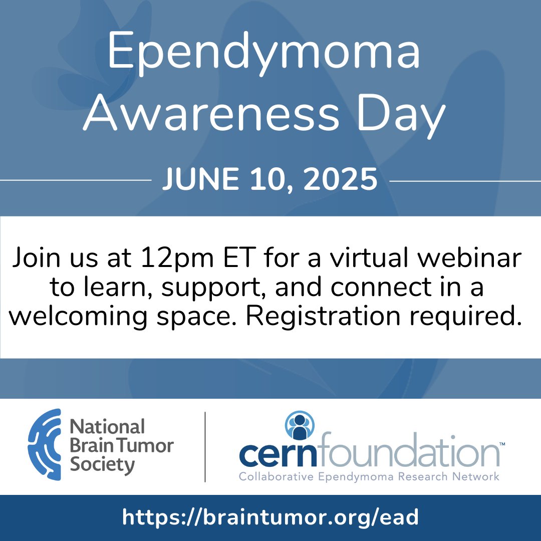 Join our upcoming virtual webinar to recognize Ependymoma Awareness Day.

If you are not able to join, please register and a recording will be emailed to you after the event: BrainTumor.org/EAD