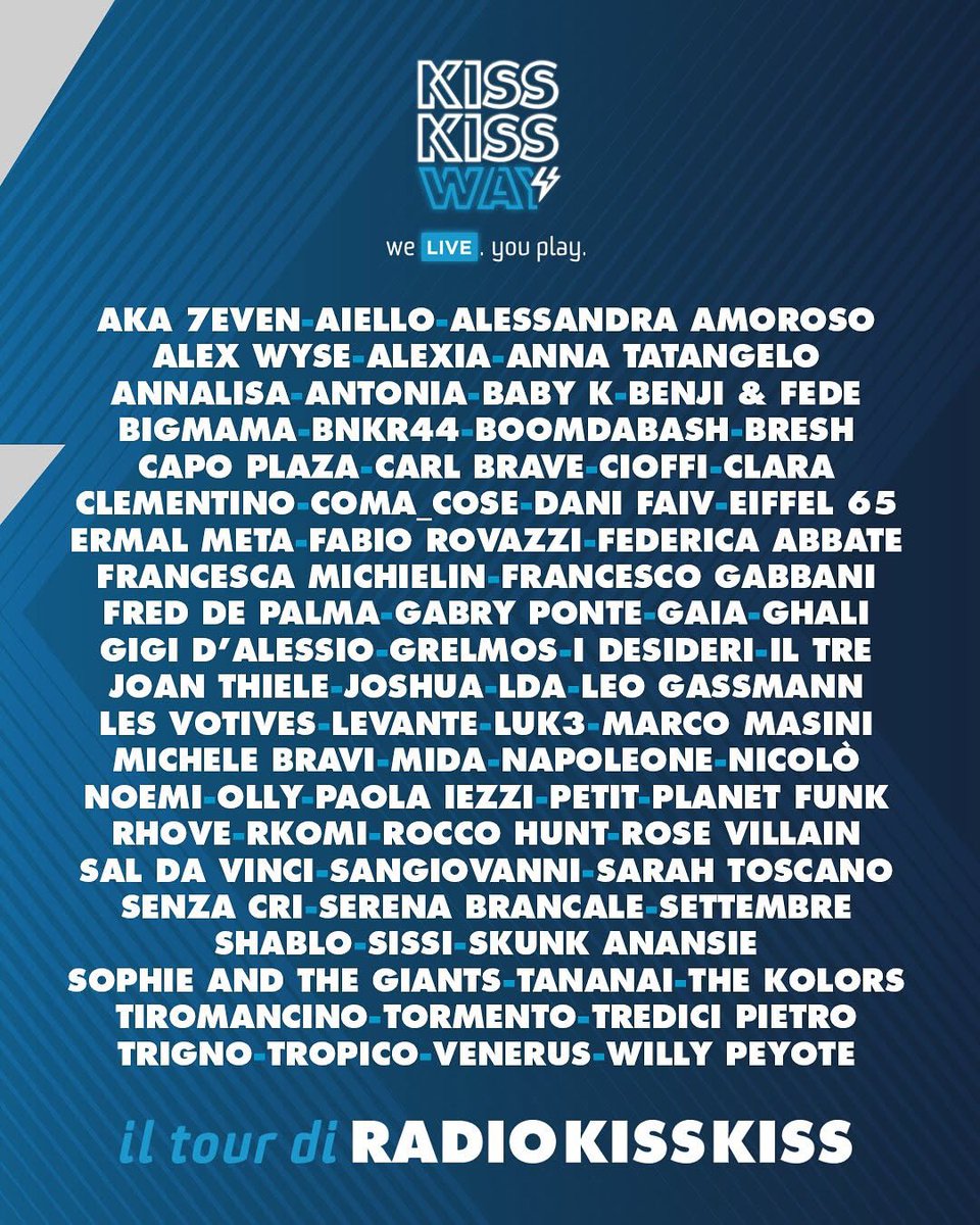 🔹Nicolò sarà uno dei cantanti che si esibiranno al KissKiss Way

#amici24 #NicoloFilippucci