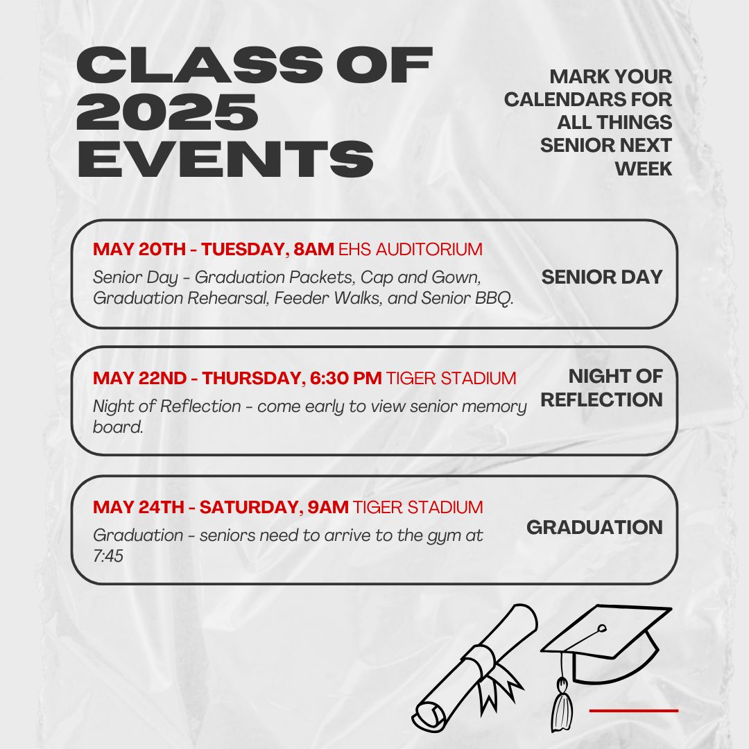Seniors, it’s a big week — don’t miss a thing. Mark those calendars!