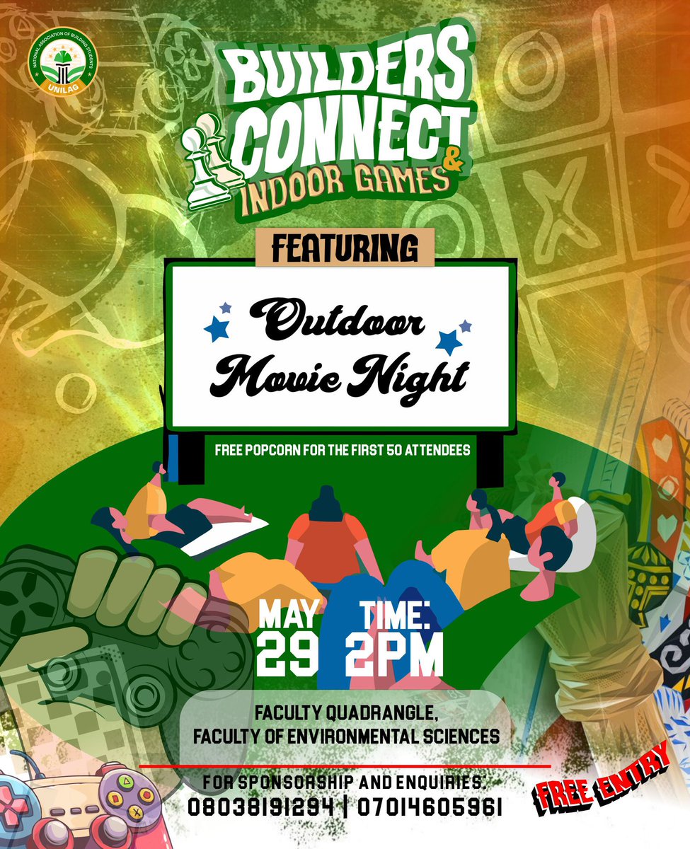 naobsunilag's tweet photo. Ever experienced movie in the park?🎞️😍 you don’t wanna miss this! Sign up to secure a movie ticket 😍😍 https://t.co/xRWoRpik0T
Free popcorn for the first 50 attendees ☺️🍿🍿

#naobs #fessa #buildersconnect2025 #unilag https://t.co/Xw8SkU2oCq