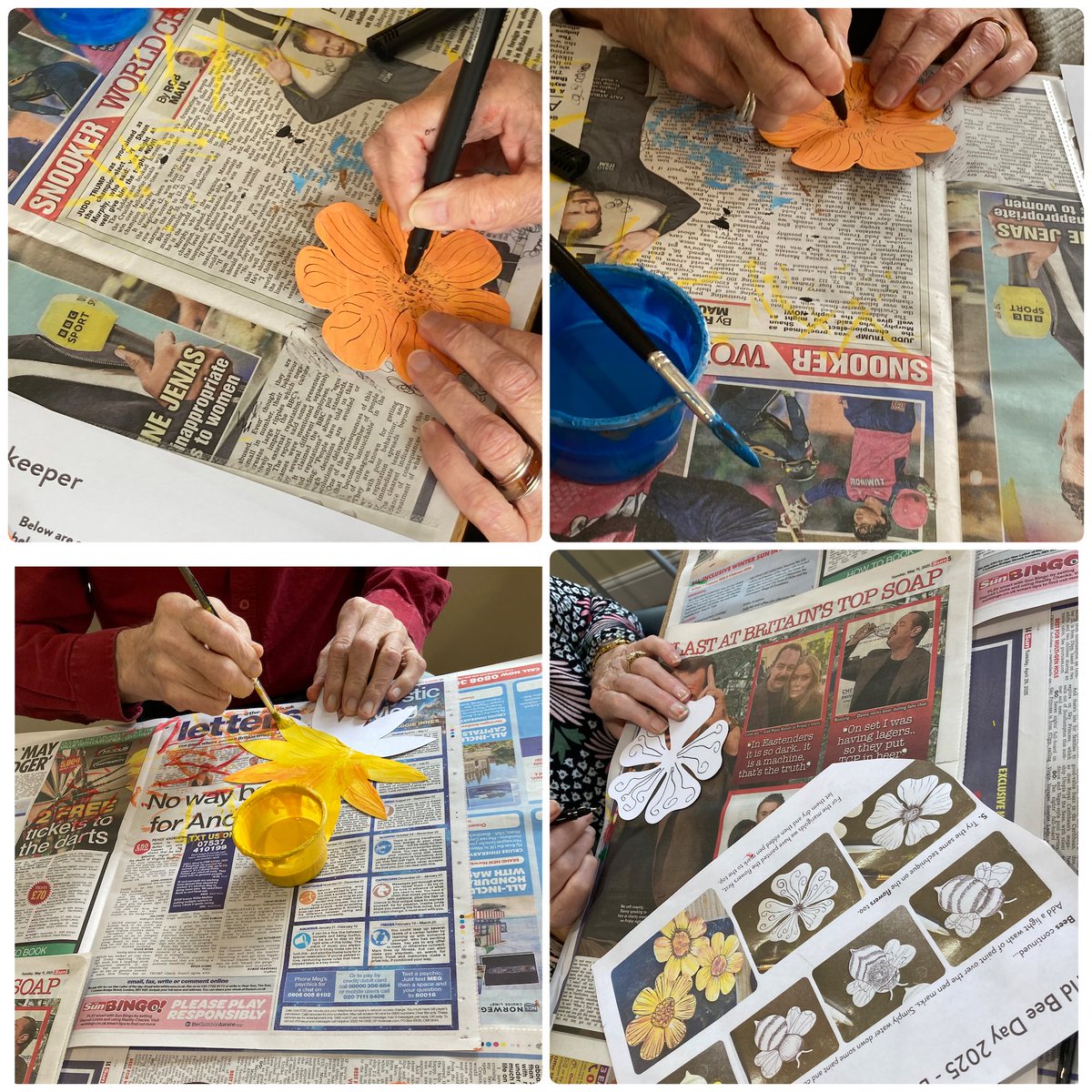 BishopMojo's tweet image. A fabulous World Bee Day piece from the ladies and gentlemen at Margaret House Residential & Dementia Care Home .
The detail on the individual pieces is amazing.
#creativemojo #WorldBeeDay #CareHomeActivities #wellbeing #artforallages @Artsincarehomes