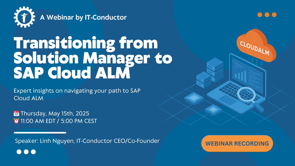 ITConductor's tweet image. Last week’s webinar was an incredible session. Thank you to everyone who joined us live!

🎥 Here’s the full replay so you don’t miss out on our expert-led discussion on transitioning to SAP Cloud ALM:
hubs.ly/Q03n9rfP0

#SAP #CloudALM #SAPCommunity