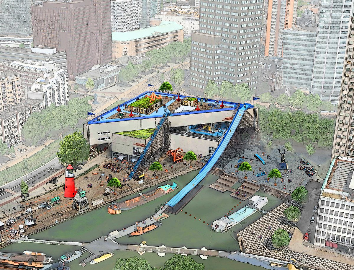 Van 29 mei t/m 9 juni zijn de #RotterdamseDakendagen!

🏛️ Op het dak van het Maritiem Museum zie je hoe daken helpen tegen hitte én glij je van Rooftop Roetsj 🎢Meer info: rotterdamsedakendagen.nl/programma/roof…