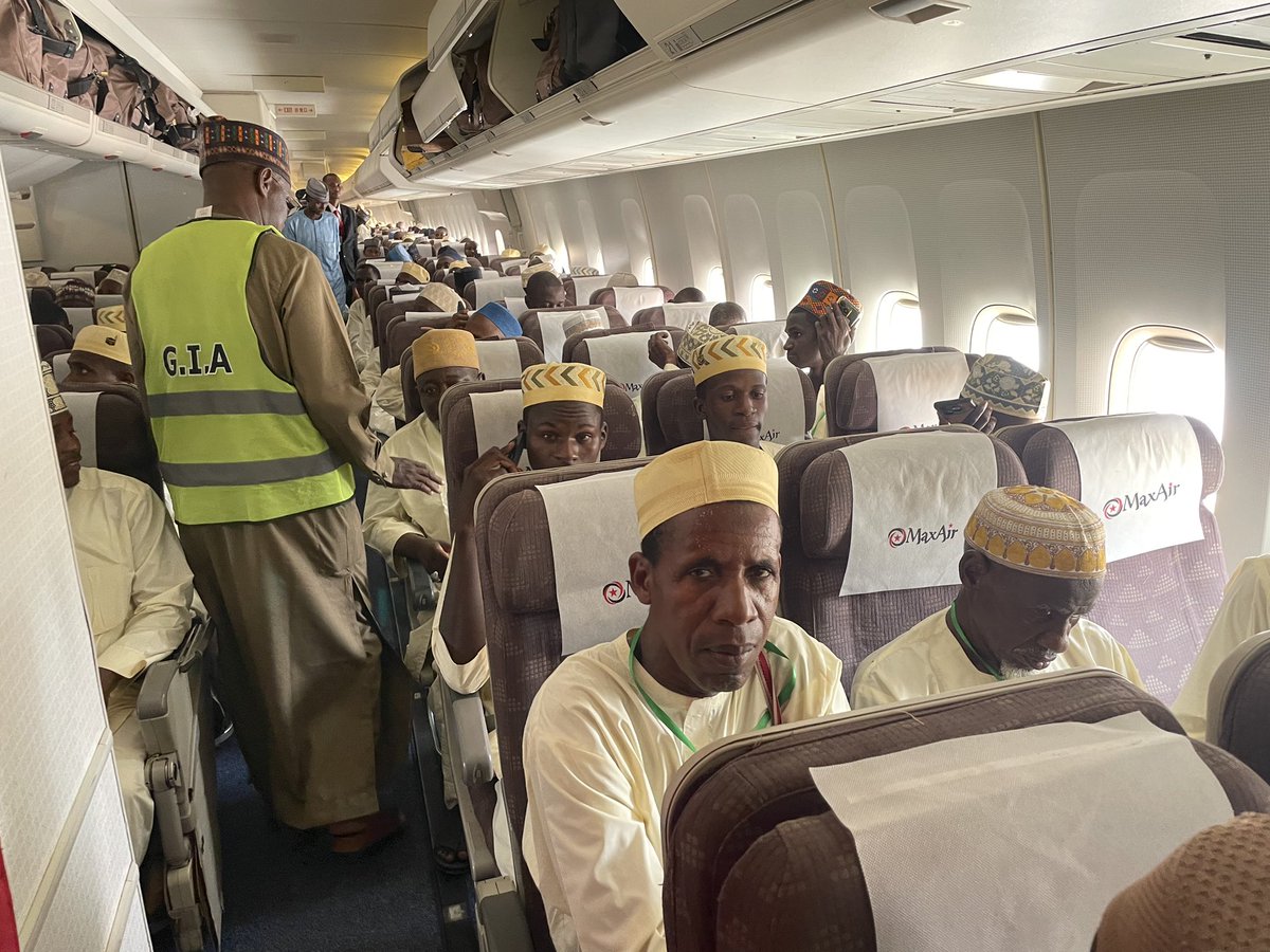 19th May, 2025 

#GombeHajj2025: The first batch of 558 pilgrims from Gombe State has departed from Gombe International Airport en route to Madinah, Kingdom of Saudi Arabia, aboard a Max Air flight.