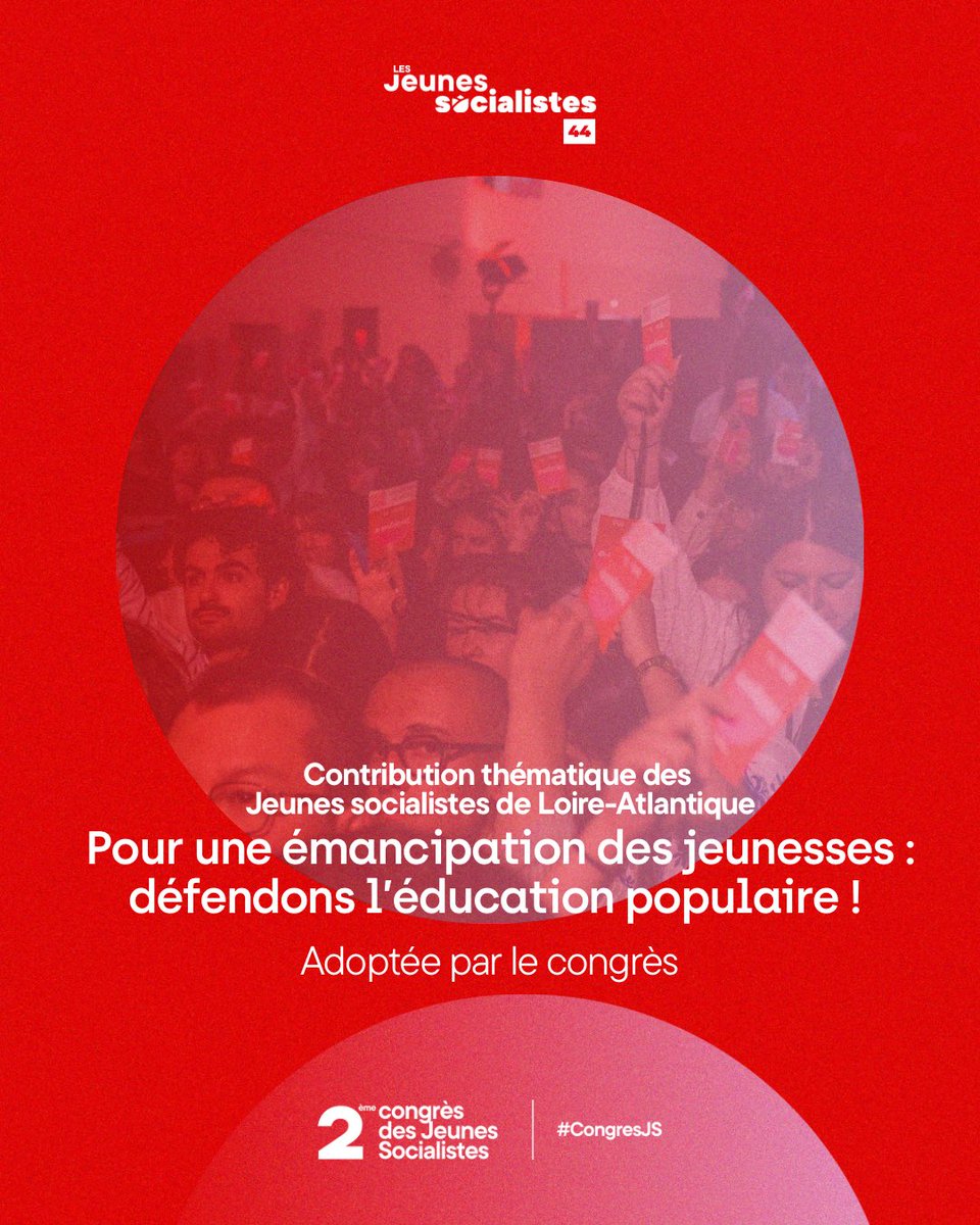 Jeunessoc44's tweet photo. Ce week-end se tenait le #CongresJS de Nancy, où @RemiBoussemart a été élu président des @lesJeunesSoc, succédant à @EmmaRafowicz ! 👏🌹

A cette occasion, notre contribution pour une émancipation de la jeunesse par la défense de l’#éducationpopulaire a été adoptée ⤵️ https://t.co/WuL0KFwYCH