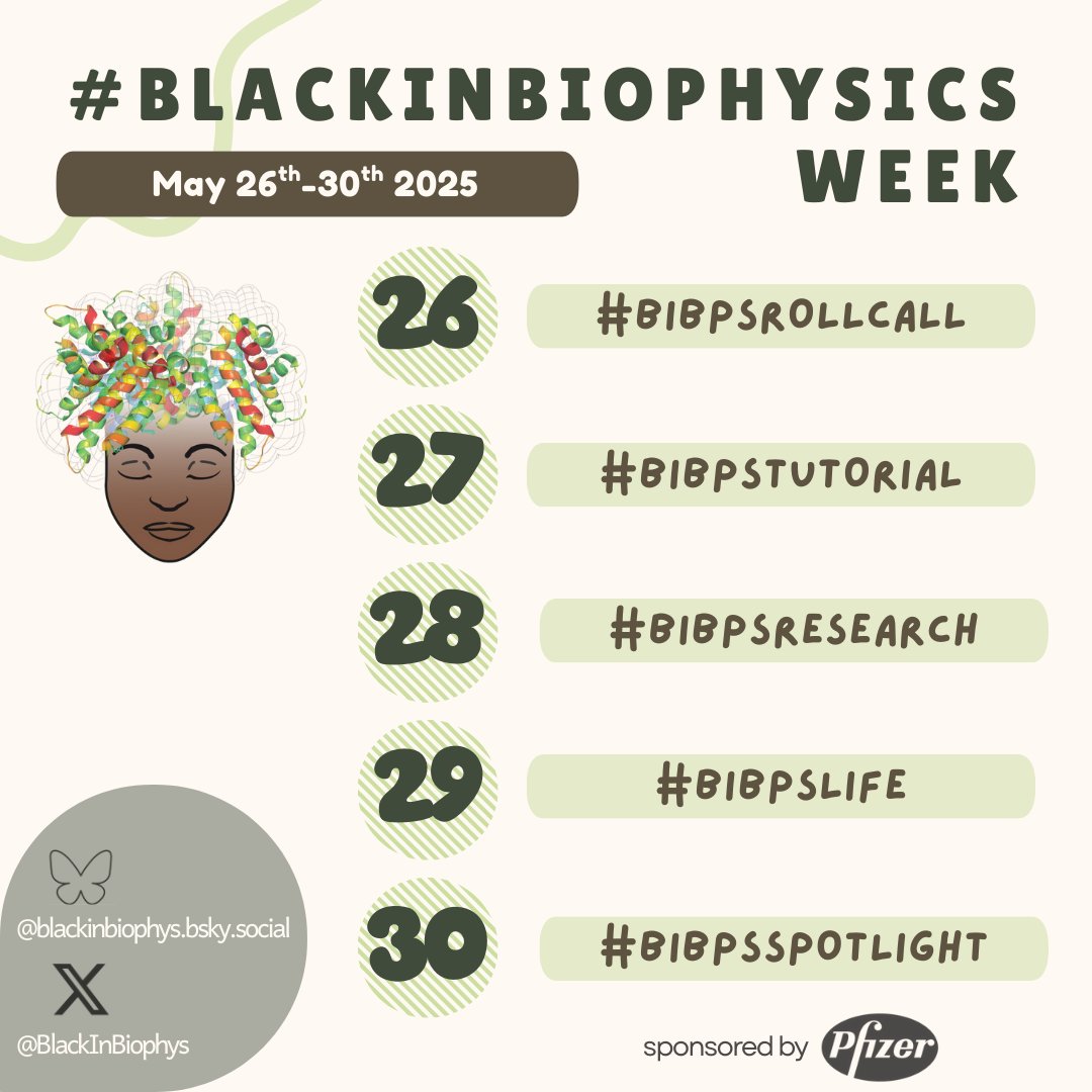 Black In Biophysics (@blackinbiophys) on Twitter photo We are excited to share our EVENTS for #BlackInBiophysicsWeek 2025!!! We will be host #BIBPSWeek from Monday, 5/26 to Friday 5/30.
RT and help us spread the word!
A thread of Events below
#BIBPS25
#BlackInBiophysics
<a href="/BiophysicalSoc/">Biophysical Society</a>
<a href="/blackinxnetwork/">BlackInX</a>
<a href="/EEJustLSSociety/">The Ernest E. Just Life Science Society</a> We are excited to share our EVENTS for #BlackInBiophysicsWeek 2025!!! We will be host #BIBPSWeek from Monday, 5/26 to Friday 5/30.
RT and help us spread the word!
A thread of Events below
#BIBPS25
#BlackInBiophysics
<a href="/BiophysicalSoc/">Biophysical Society</a>
<a href="/blackinxnetwork/">BlackInX</a>
<a href="/EEJustLSSociety/">The Ernest E. Just Life Science Society</a>