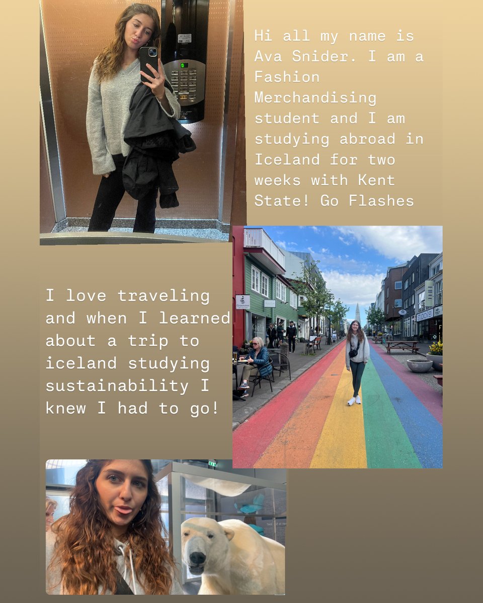 KSU Arts & Sciences (@ksu_collegeofas) on Twitter photo Fashion Merchandising student Ava Snider is spending two weeks in Iceland studying sustainability in action through a Kent State geography course led by Dr. Munro-Stasiuk and Dr. Sheridan. 🌍🇮🇸
#KentStateAbroad #StudyAway <a href="/KentState/">Kent State</a> @StudyAbroadKent <a href="/KSUFashion/">Kent State Fashion</a> <a href="/KentStateArts/">Kent State University College of the Arts</a> Fashion Merchandising student Ava Snider is spending two weeks in Iceland studying sustainability in action through a Kent State geography course led by Dr. Munro-Stasiuk and Dr. Sheridan. 🌍🇮🇸
#KentStateAbroad #StudyAway <a href="/KentState/">Kent State</a> @StudyAbroadKent <a href="/KSUFashion/">Kent State Fashion</a> <a href="/KentStateArts/">Kent State University College of the Arts</a>